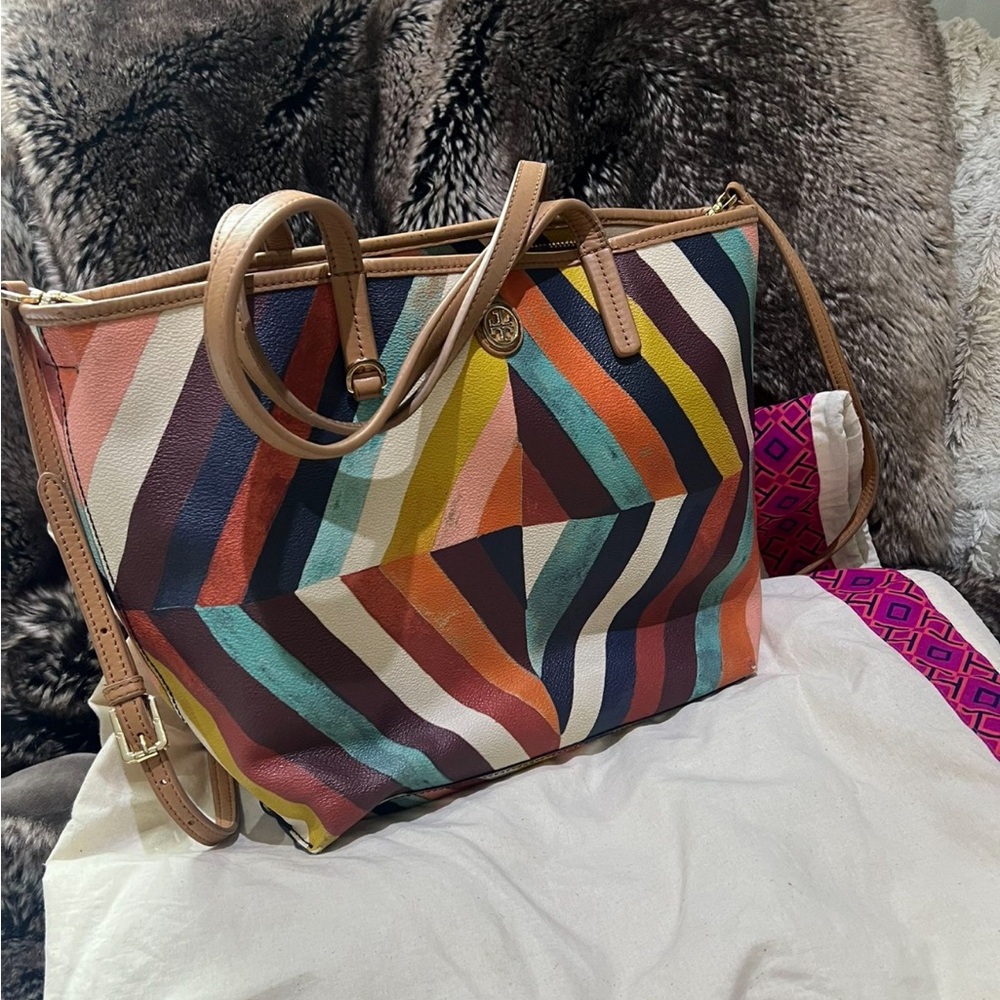 Tory Burch Multicolor Chevron Tote